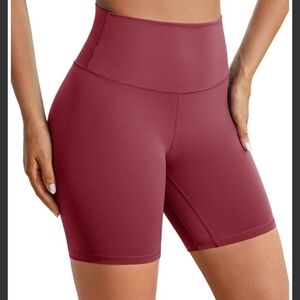 Baydi Women's 6" High-Waisted, Athletic Burgundy Shorts